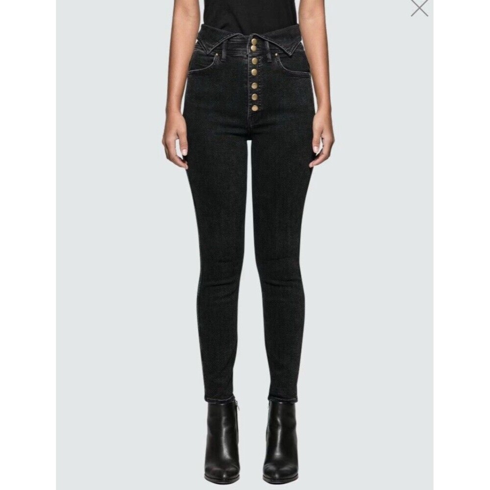 Mother Jeans The Swooner Exposed Snap Black Denim Jeans Size 25
